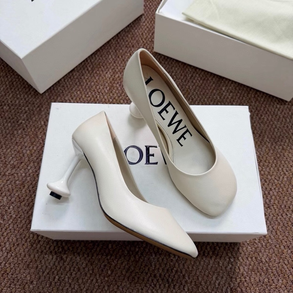 Loewe Cream Sculptural Heel Pumps